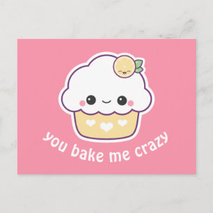 Kawaii Lemon Cupcake Postcard