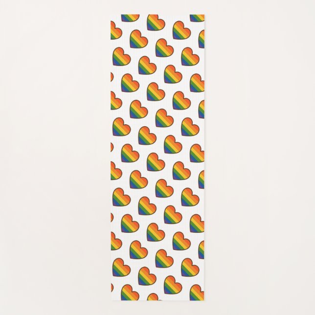 Kawaii LGBTQ+ Pride Heart Yoga Mat (Front)