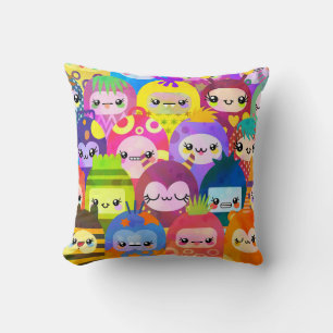 Kawaii Little Monsters Baby  Throw Pillow