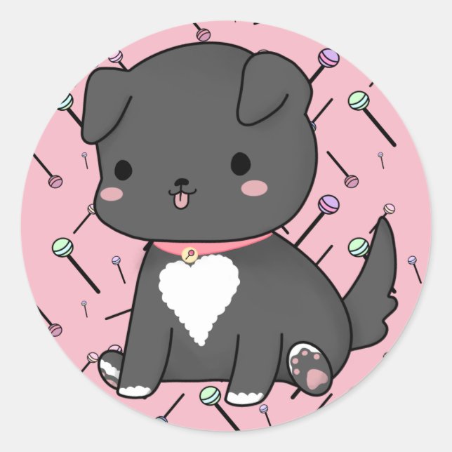 Kawaii Lollipop Pup Sticker (Front)