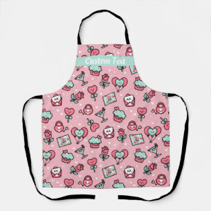 Kawaii Love Icons Seamless Valentine's Pattern Apron