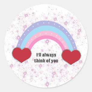 Kawaii love in the rainbow  classic round sticker