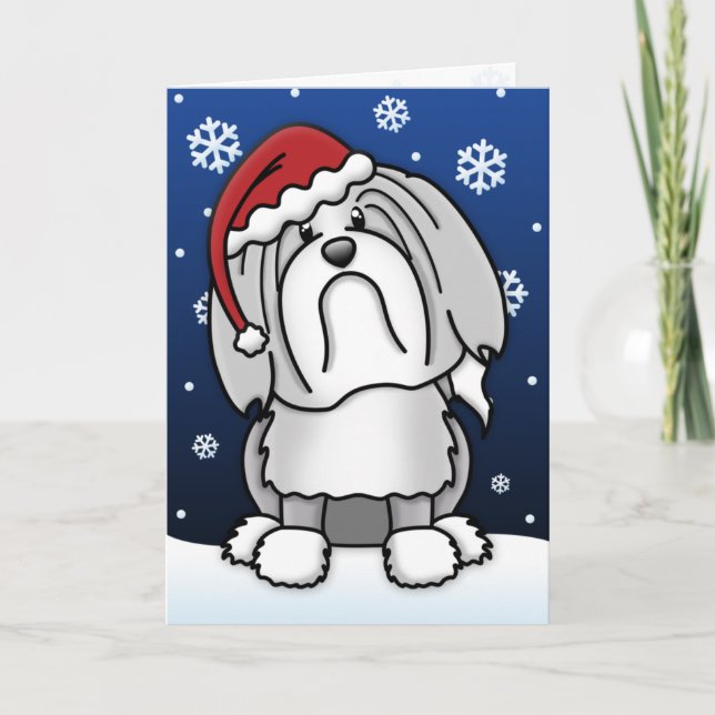 Kawaii Lowchen Christmas Card (Front)