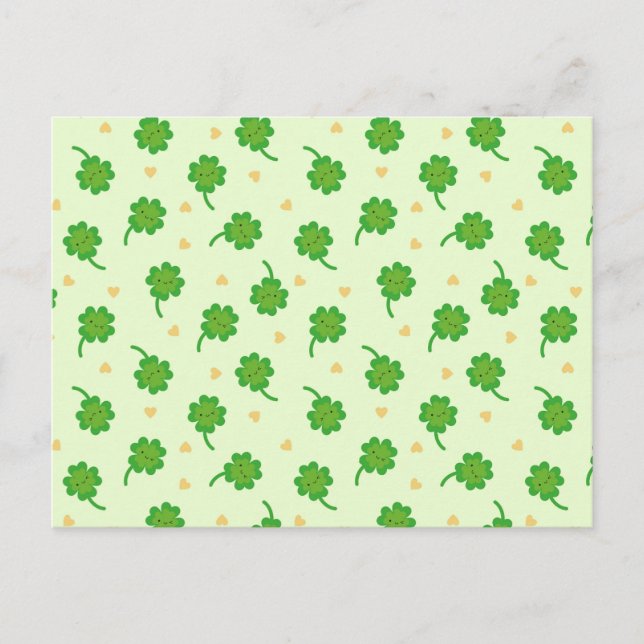 Kawaii Lucky Clover Postcard (Front)