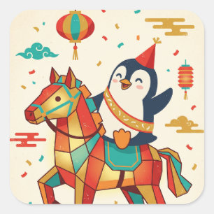 Kawaii Lunar Parade   Year of the Horse Square Sticker