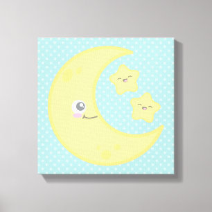 Kawaii Lune et les étoiles toile enveloppée