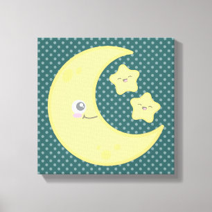 Kawaii Lune et les étoiles toile enveloppée