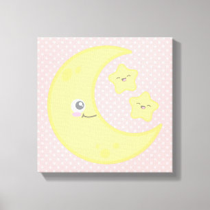 Kawaii Lune et les étoiles toile enveloppée