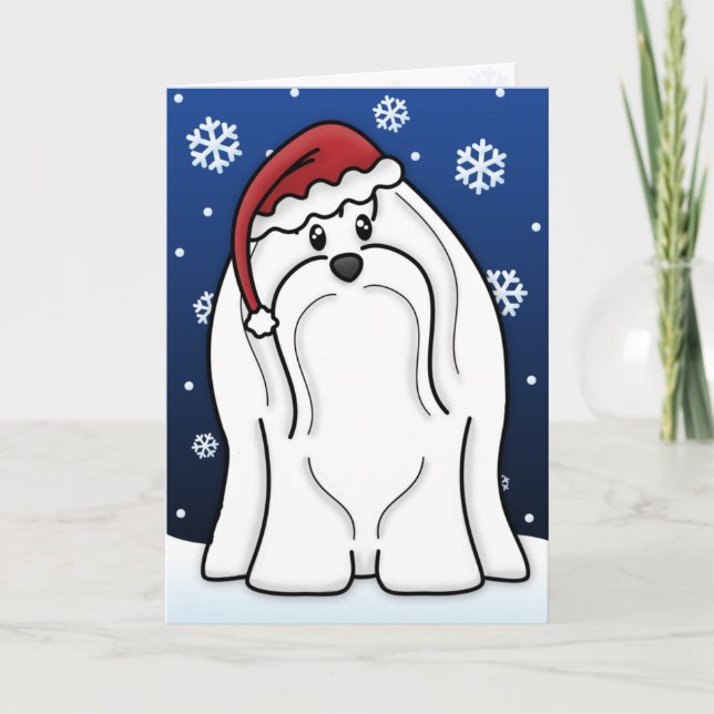 Kawaii Maltese Christmas Card (Front)