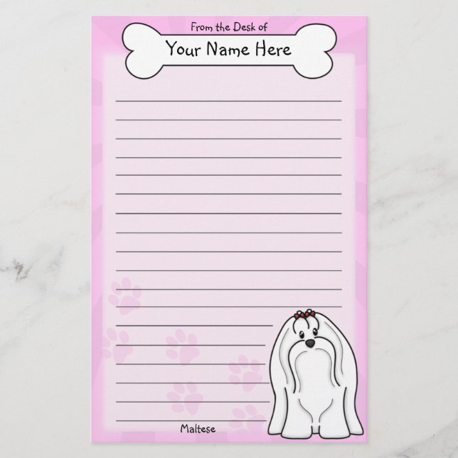 Kawaii Maltese Stationery (Front)