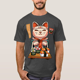 Kawaii Maneki Neko Sushi Bar Cute Sashimi Maki T-Shirt