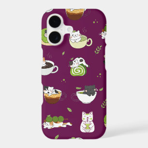 Kawaii Matcha Cat Seamless Pattern