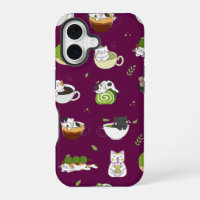 Kawaii Matcha Cat Seamless Pattern