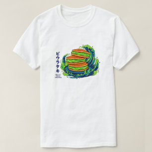 Kawaii Matcha Cream Pancakes Ocean Wave Art T-Shirt