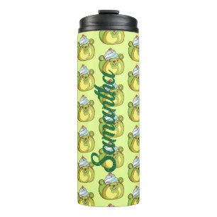 Kawaii Matcha Swiss Roll Bear Cake Thermal Tumbler