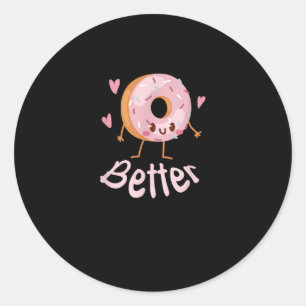 Kawaii Matching Couple Coffee And Donut Better Tog Classic Round Sticker