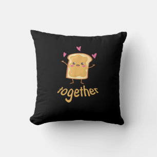 Kawaii Matching Couple Peanut Butter Jelly Better Throw Pillow