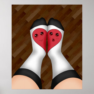 Kawaii Matching Socks Heart Poster