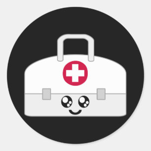 KAWAII MEDICAL NURSE BAG HAPPY FACE CLASSIC ROUND STICKER