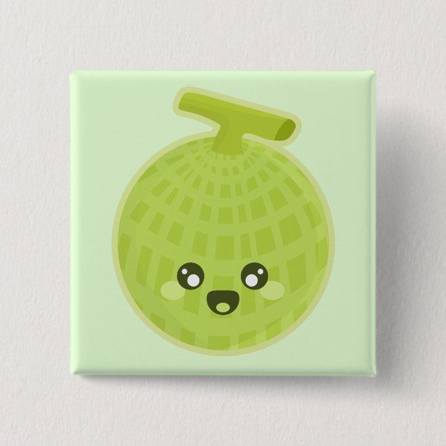 Kawaii Melon 2 Inch Square Button (Front)