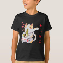 Kawaii Mochi Neko Chat Manger Un T-Shirt Sushi