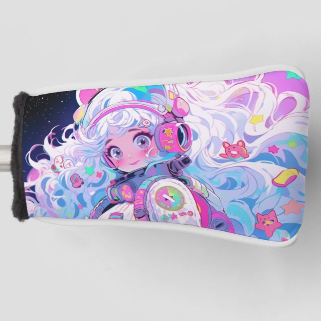 Kawaii Moe Pastel Space Astronaut Anime Girl Golf Head Cover (Front)