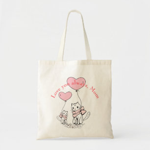 Kawaii Mom Cat & Kitten Custom Tote Bag