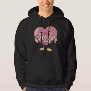 Kawaii Mom Heart Hug Design Hoodie