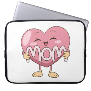 Kawaii Mom Heart Hug Design Laptop Sleeve