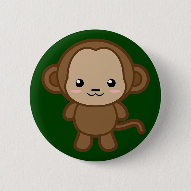 Kawaii Monkey 2 Inch Round Button (Front)