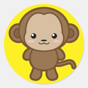 Kawaii Monkey Classic Round Sticker