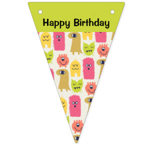 Kawaii Monster Birthday Bunting Banner