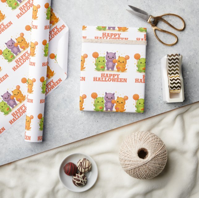 Kawaii Monsters & Lollipops Halloween  Wrapping Paper (Crafts)