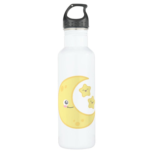Kawaii Moon and Star 710 Ml Water Bottle (Front)