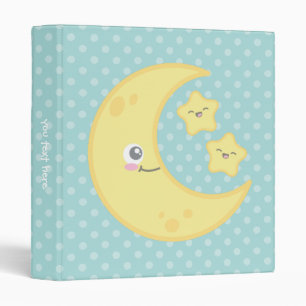Kawaii Moon and Stars Binder