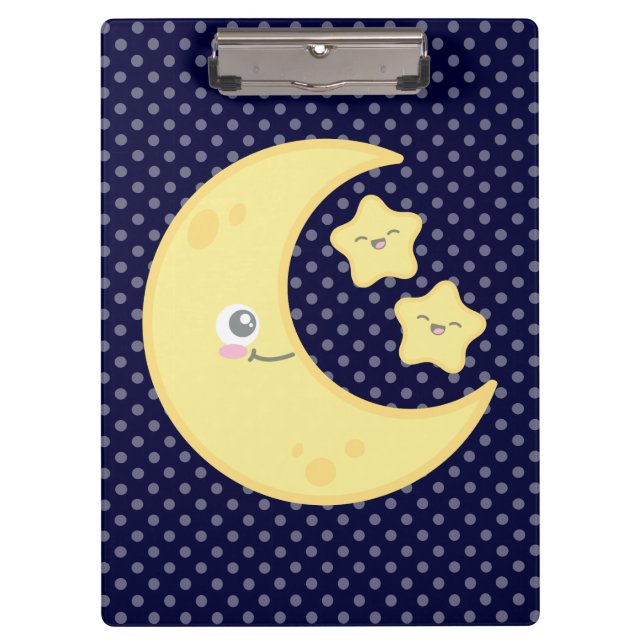 Kawaii Moon and Stars Clip Board (Front)