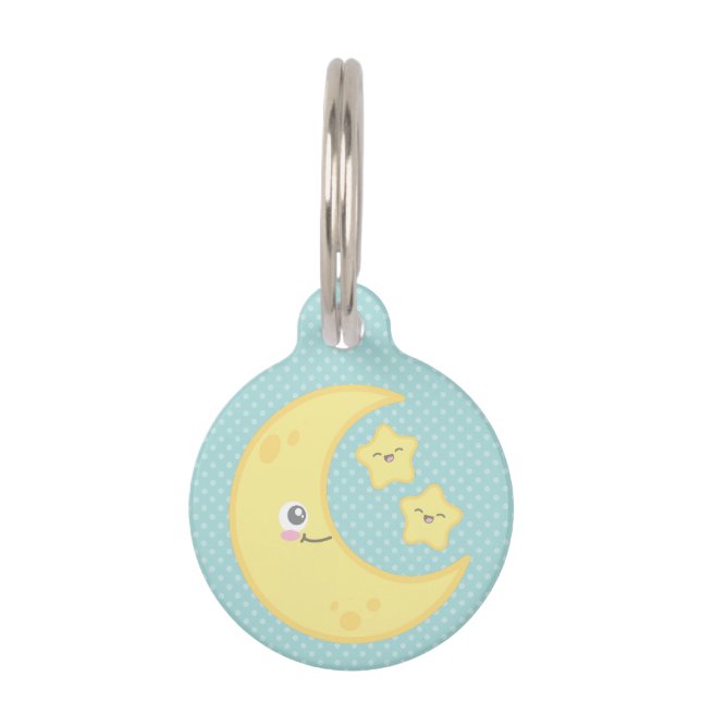 Kawaii Moon and Stars Dog Tag (Front)