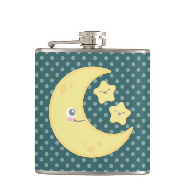 Kawaii Moon and Stars Flask (Front)