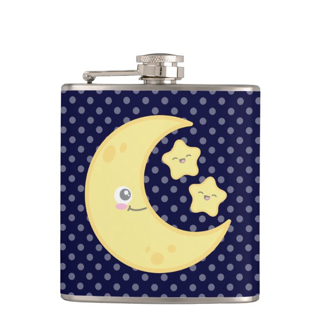 Kawaii Moon and Stars Flask (Front)
