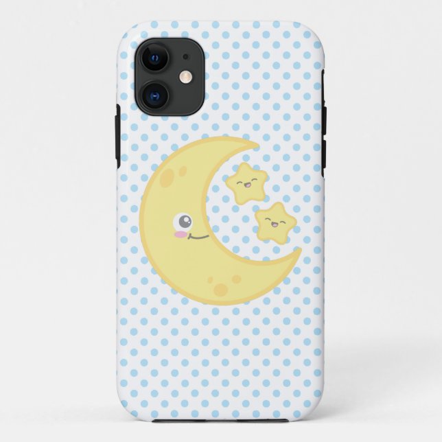 Kawaii Moon and Stars iPhone Case (Back)