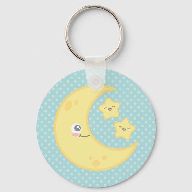 Kawaii Moon and Stars Keychain (Front)