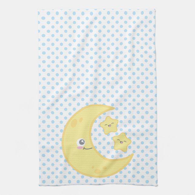 Kawaii Moon and Stars Kitchen Towel (Vertical)