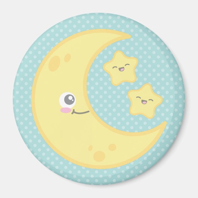 Kawaii Moon and Stars Magnet (Front)