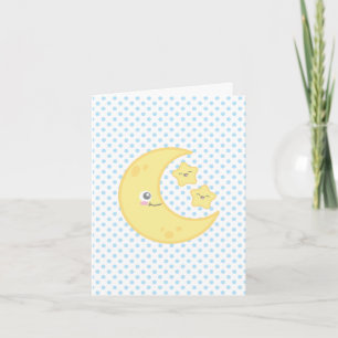 Kawaii Moon and Stars Note Card