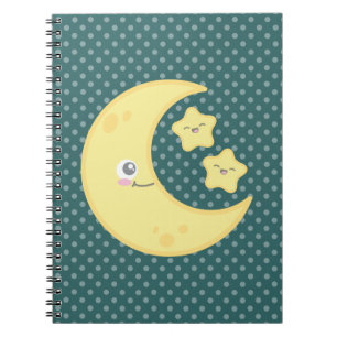 Kawaii Moon and Stars Notebook