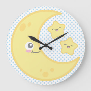 Kawaii Moon et Stars Mur Horloge