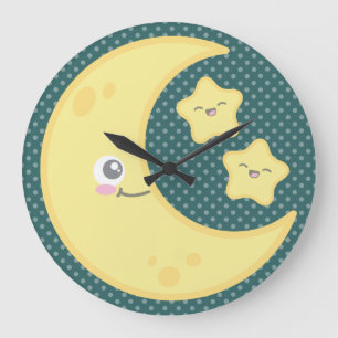 Kawaii Moon et Stars Mur Horloge