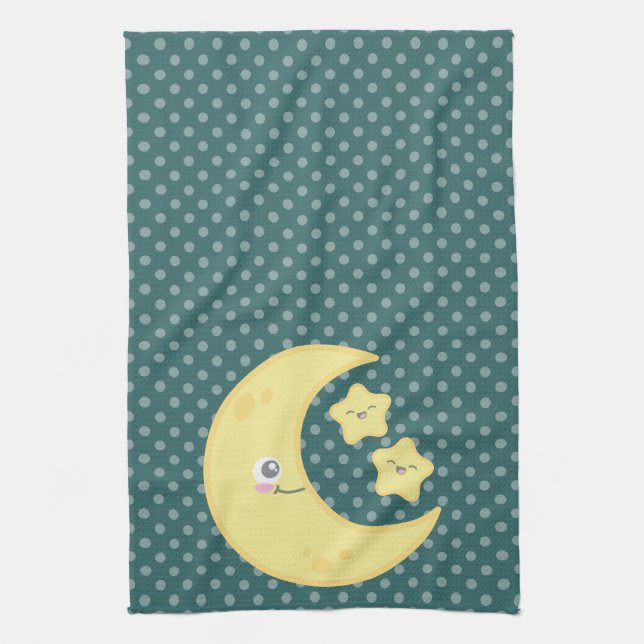 Kawaii Moon et Stars Serviette de cuisine (Vertical)