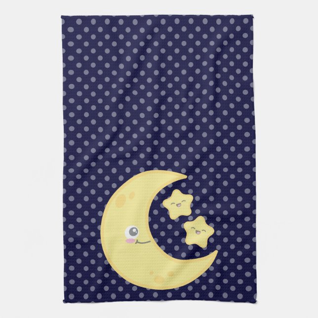 Kawaii Moon et Stars Serviette de cuisine (Vertical)