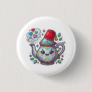 Kawaii Moroccan Mint Tea Pot Sticker 1 Inch Round Button